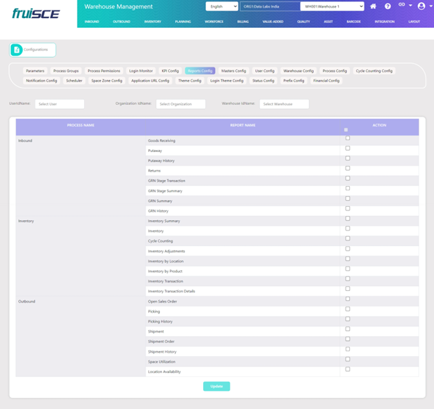 Report Configuration Screen