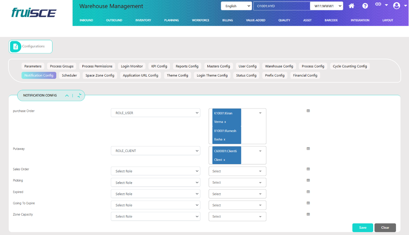 Notification Configuration Screen