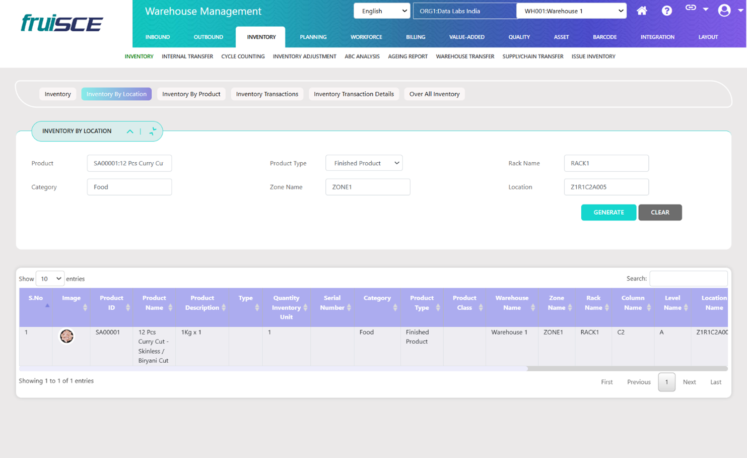 Replenishment Screen