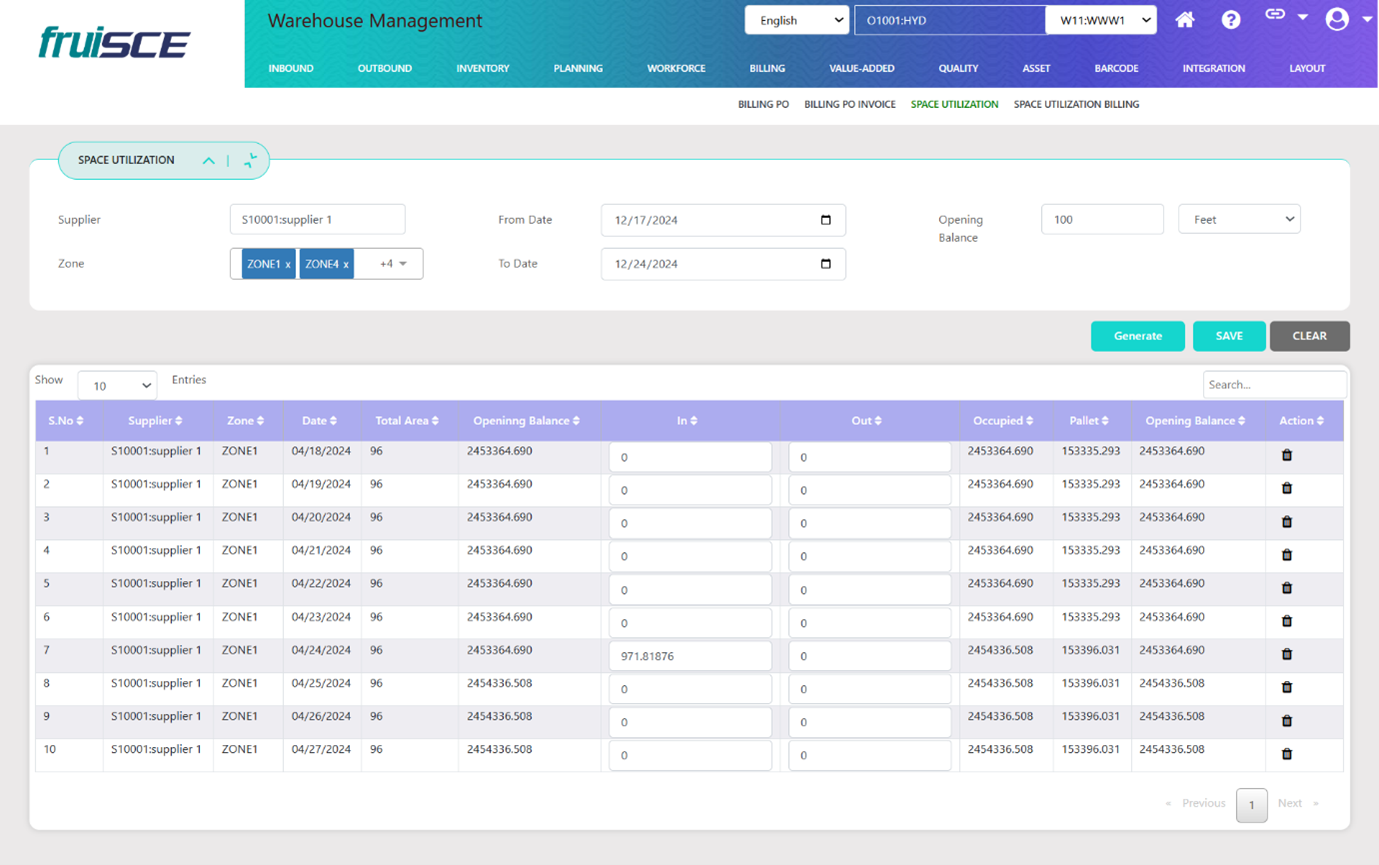 Billing PO Invoice Screen