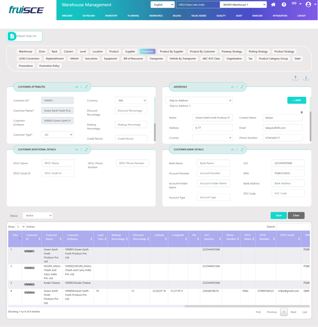 Customer Screen