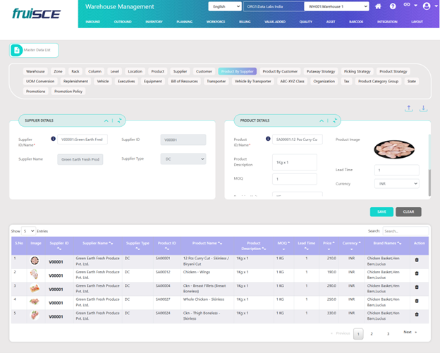 Product by Supplier Screen