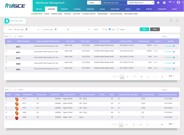 Maintain Sales Order Screen